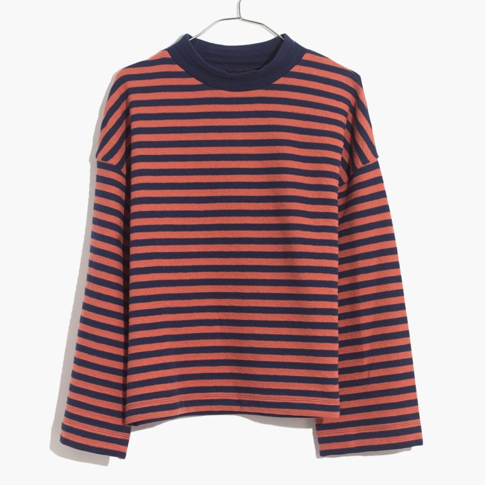 Madewell Striped Mockneck Boxy Top - EUC